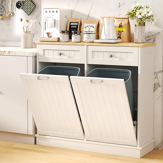 Tilt Out Trash Can Cabinet Dog Proof - Image 4