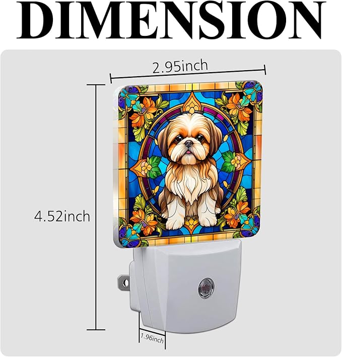 PODMemory Shih Tzu Stained Glass Night Lights Plug into Wall - Image 2
