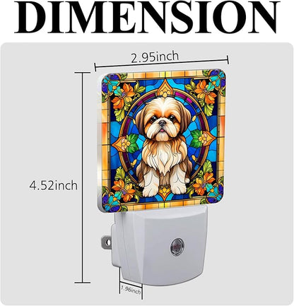 PODMemory Shih Tzu Stained Glass Night Lights Plug into Wall - Image 2