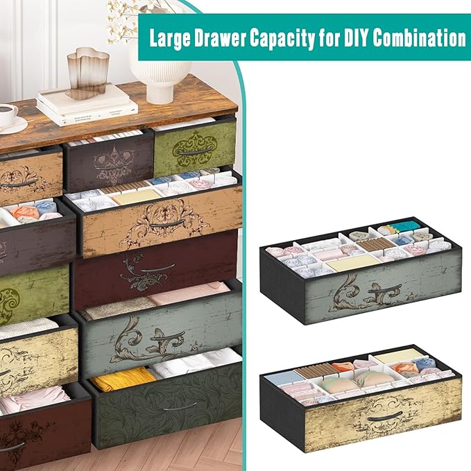 Dresser for Bedroom with 12 Drawers, Tall Fabric Drawer Dresser, Chest of - Image 4