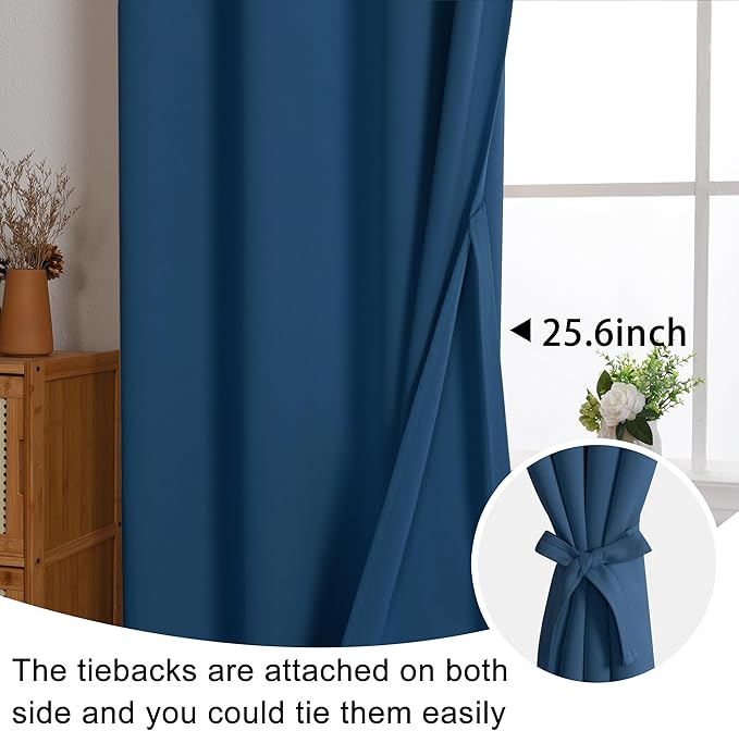 JIUZHEN Classic Blue Blackout Curtains - Image 6