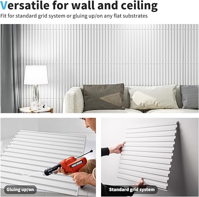 Art3d Slat Wall Panel, 3D Fluted Textured Panel 12-Tile 19.7 x 19.7in. - Image 5