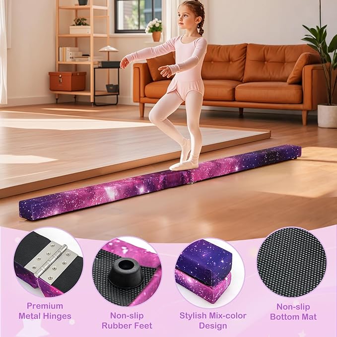 Giantex 7FT/8FT/9FT Balance Beam, Folding Gymnastics Beam w/Carry Handles - Image 6