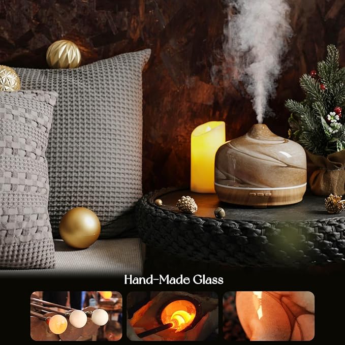 Porseme 500ml Glass Essential Oil Diffuser Aromatherapy Ultrasonic Cool Mist - Image 5