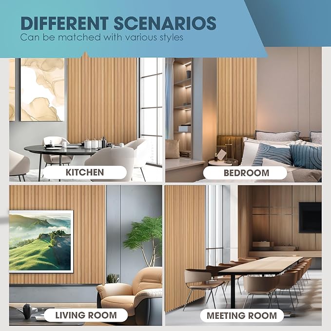 OUZUGIE WPC Acoustic Slat Wall Paneling, Living Room, TV Background, Study Room - Image 7