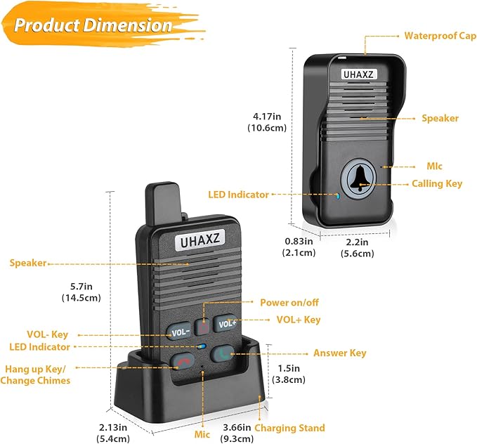 Wireless Doorbell, Hand-Free Door Bell, 1000Ft Long Range, Full Duplex 2 Way - Image 9
