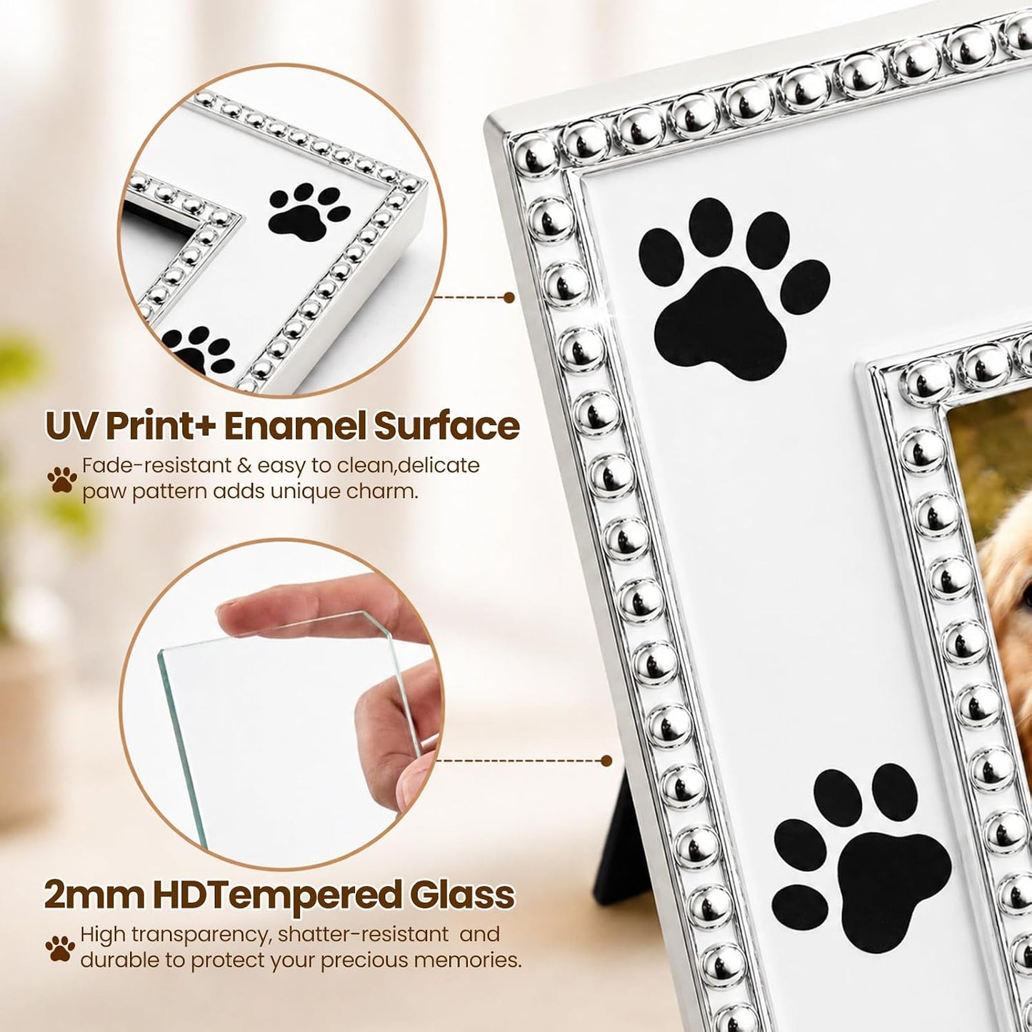 Dog Picture Frame - 4x6 Metal Cute Picture Frames,Pet Memorial Gifts for Dogs Perfect for Home Decor, Office Desk & Gifting to Pet Lovers