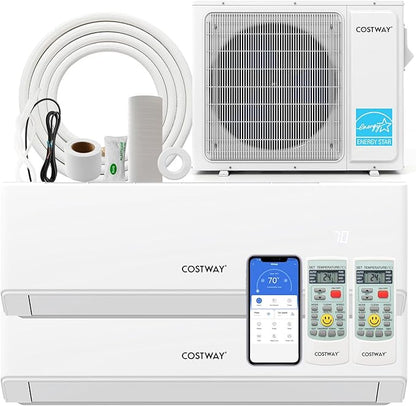 COSTWAY 18k Dual 2 Zone Mini Split Air Conditioner, 22 SEER2 9000 BTU+ 9000 BTU by COSTWAY