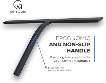 GÜTEWERK Shower Squeegee for Glass Doors, Silicone Window Squeegee, Bathroom - Image 2