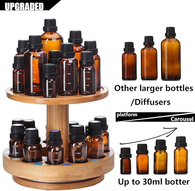 TJ.MOREE Bamboo Diffuser Holder Carousel- 2 Tier Height Increase Rack - Image 7