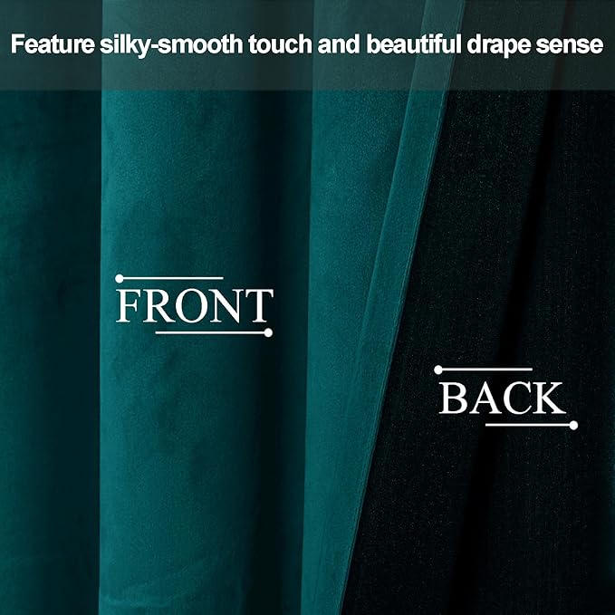 JIUZHEN Teal Velvet Curtains 96 inches - Image 4
