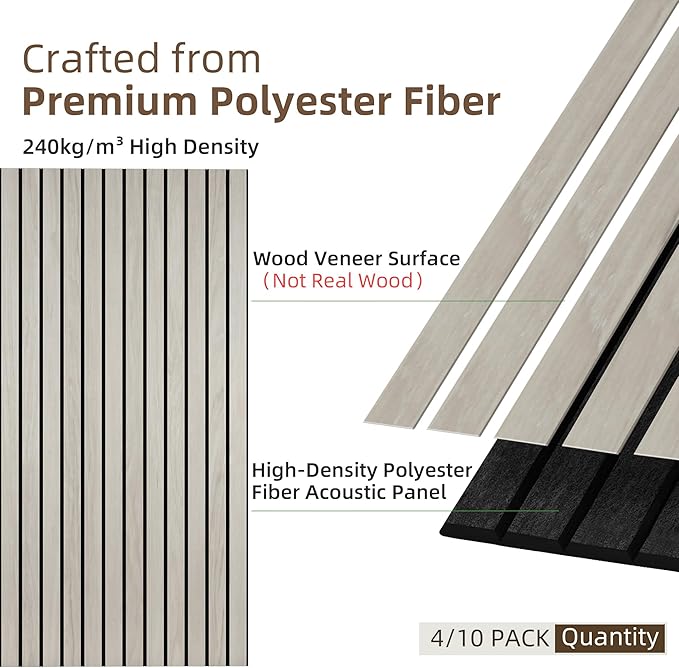 TO-TH Wood-Look Acoustic Panel, 4 Pack 47.2” x 23.6” Soundproof Wall Panels - Image 2