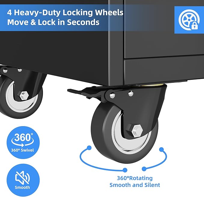 Garage Storage Cabinet with Wheels and Doors, Required Assembly - Image 7
