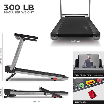 Sunny Health & Fitness Fully Assembled OneClick-Fold 20" Smart Treadmill - Image 7