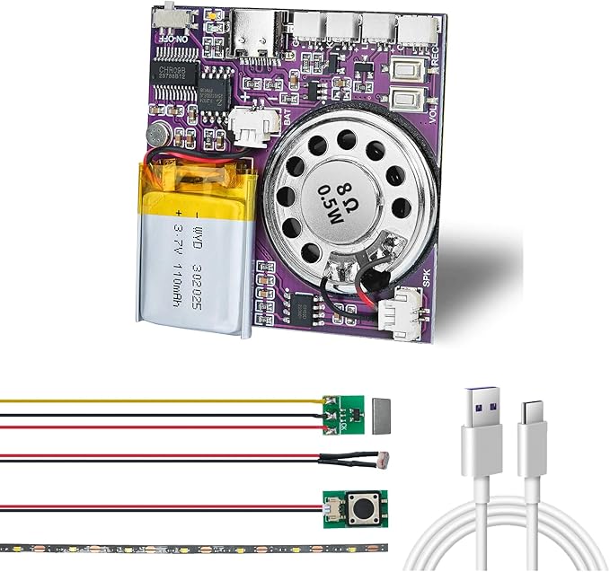 XLW Sound Module, 16MB Push Button, Light Control Activated Recordable Voice by XLW
