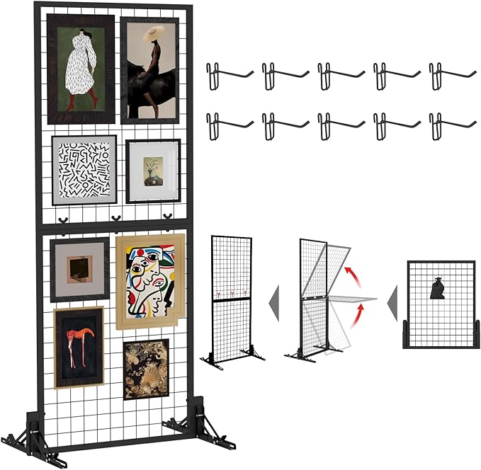 Grid Wall Display Panel Heavy-Duty Foldable, 2ft x 6ft Black Wire Wall Grid by Weareblasincgridpanelwall