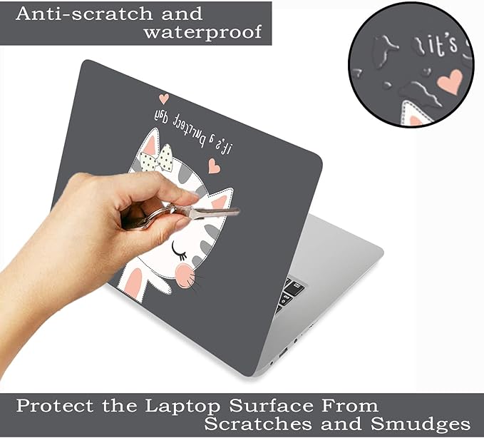 Laptop Skin Sticker Decal, Decorative Waterproof Removable, Cute Cat - Image 3