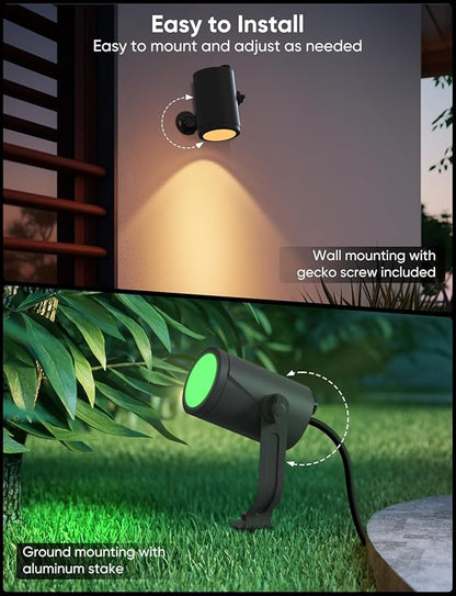 APPECK Smart Outdoor Spot Light 600lm, RGBCW+IC Color Changing Landscape Lights - Image 8