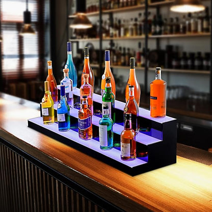 VEVOR LED Lighted Liquor Bottle Display, 3 Tiers 48 Inch Commercial Illuminated - Image 2