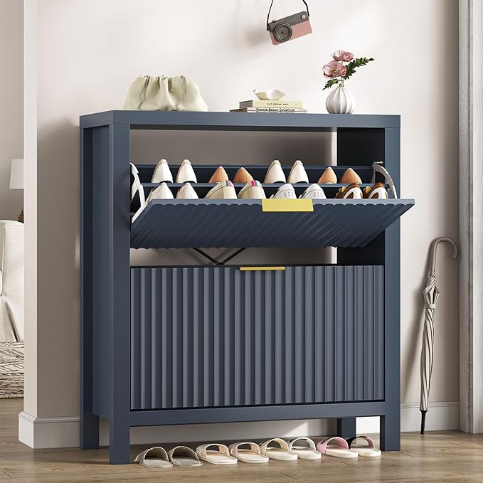 Shoe Cabinet Storage for Entryway, Fluted Shoe Cabinet by YomiluveDesign
