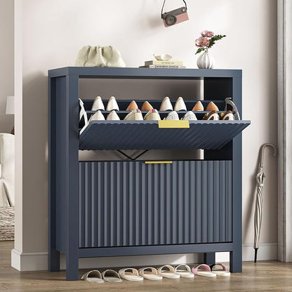 Shoe Cabinet Storage for Entryway, Fluted Shoe Cabinet by YomiluveDesign