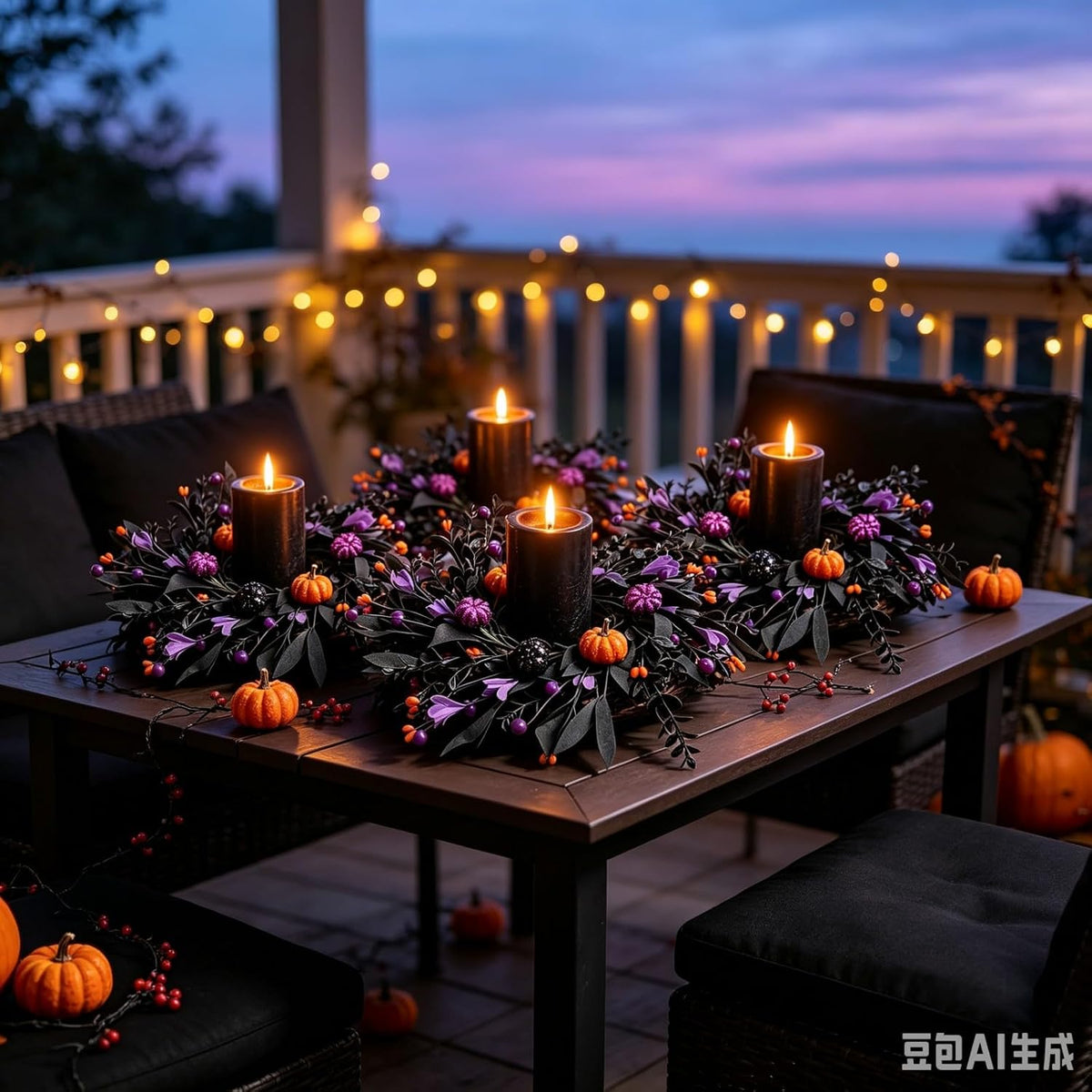 6 Pcs Halloween Mini Candle Ring Wreaths for Cabinets Small Pillar Candle Hol...