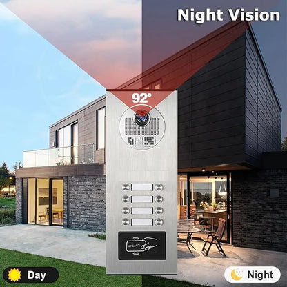 Wired Apartment Video Intercom System, 1080P HD Video Doorbell, Compatible - Image 7