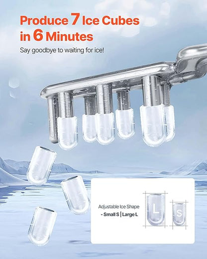 VEVOR Countertop Ice Maker, 7 Cubes Ready in 6 Mins, 26 lbs per Day, - Image 3