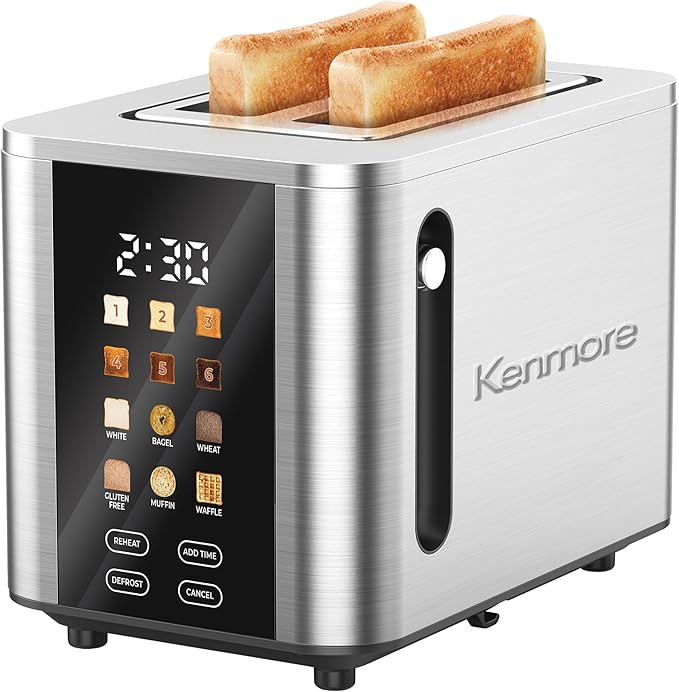 Kenmore 2-Slice Digital Touchscreen Toaster - 900W Stainless Steel by Koolatron
