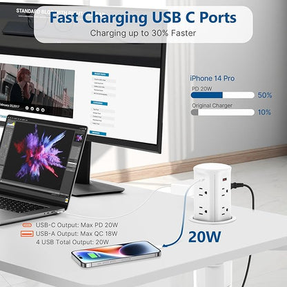 Pop Up Outlet for Countertop, Recessed Power Strip, Power Grommet 3.15 inch - Image 3