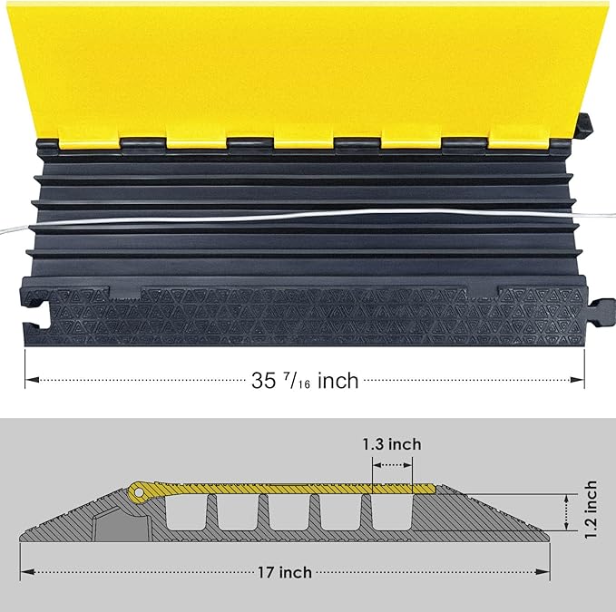 OranLite Rubber Cable Protector Ramp, Heavy Floor Cable Wire Cord Cover Speed - Image 4