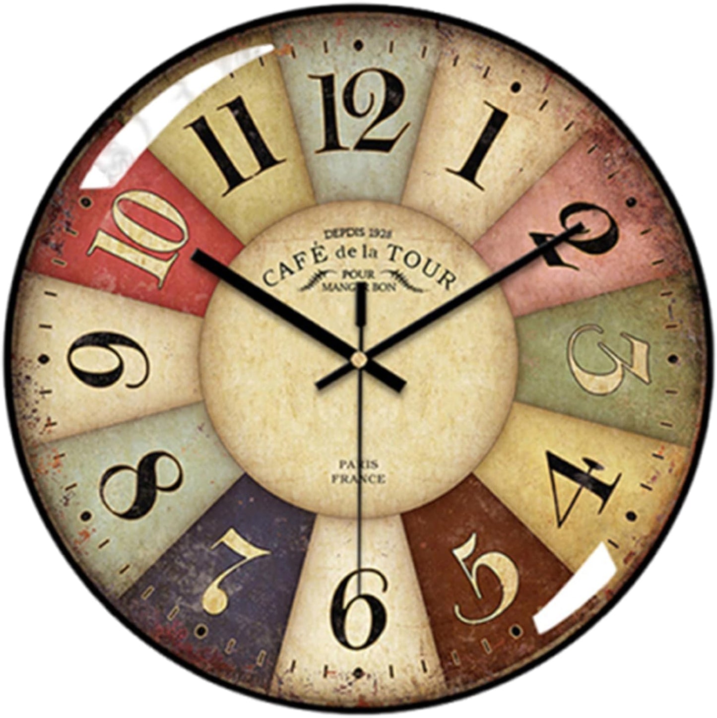 Vintage Wall Clock-12 Retro Rustic Style Quartz Clock,Silent Non-Ticking with Glass Dial,Battery Operated for Living Room, Kitchen, Home, Bathroom, Bedroom