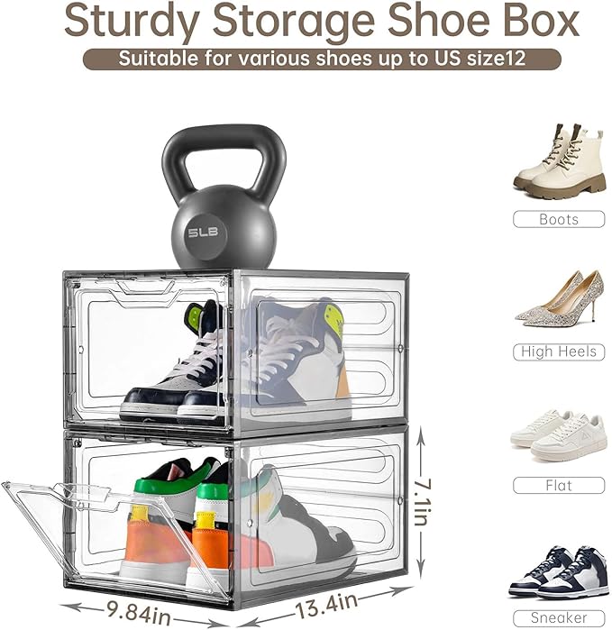 12 Pack Shoe Boxes Shoes Organizer, Shoe Storage Organizer Boxes - Image 2