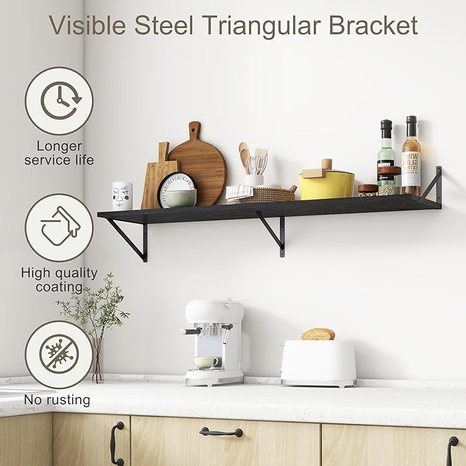 12 Inch Deep Floating Shelves, Deep Wall Shelves Bracket Set of 2, Large - Image 3