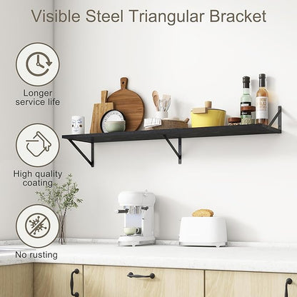 12 Inch Deep Floating Shelves, Deep Wall Shelves Bracket Set of 2, Large - Image 3