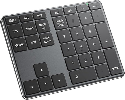 iClever Bluetooth Number Pad, Aluminum 34-Key Wireless Numeric Keypad, USB-C by iClever