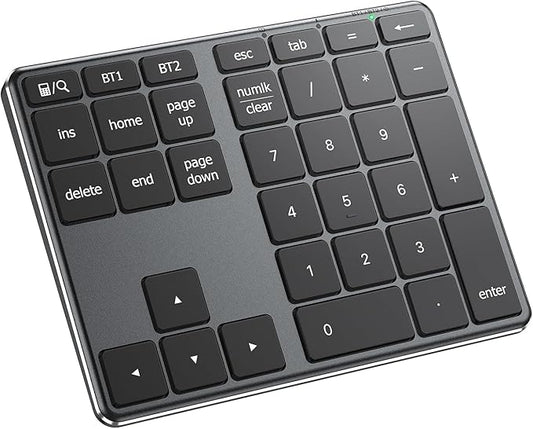 iClever Bluetooth Number Pad, Aluminum 34-Key Wireless Numeric Keypad, USB-C by iClever