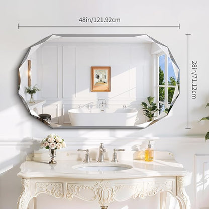 GLASHOM Beveled Edge Frameless Bathroom Mirror, Oval Wall Mirror - Image 7