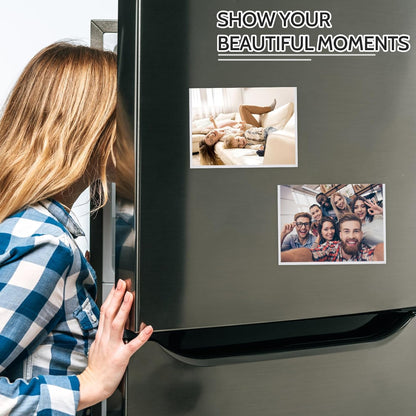 Magnetic Picture Frame, 12 Pack Magnetic Frame Reusable, Magnetic Photo Frames for Refrigerator 4x6” With White Border, Refrigerator Magnets For Pictures Suitable Home, School, Office