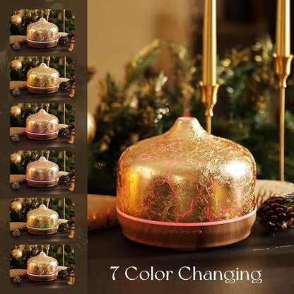 Porseme 500ml Essential Oil Diffuser Gold Plated Glass Aromatherapy Ultrasonic - Image 2