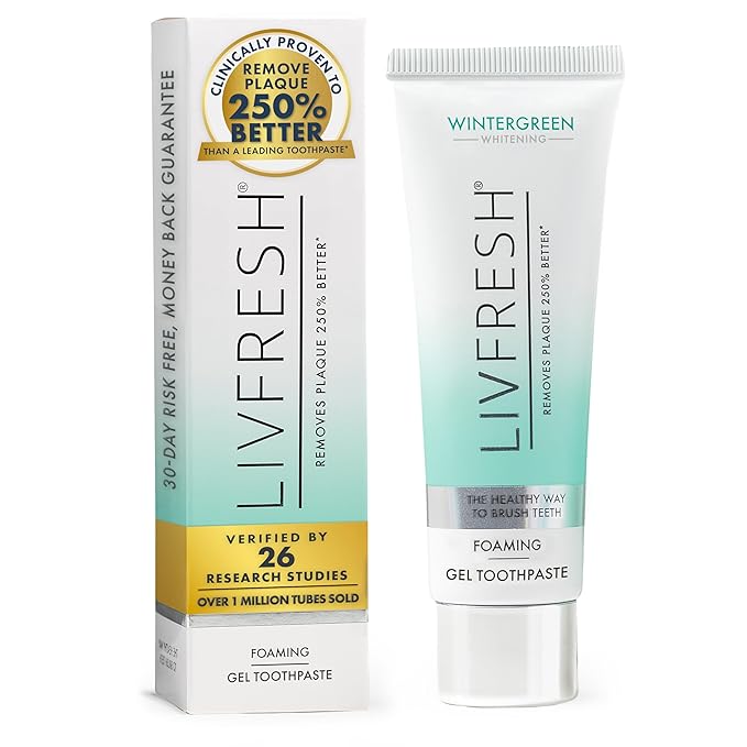 LIVFRESH Toothpaste Gel, Clinically Proven to Remove Plaque 250% Better by LIVFRESH
