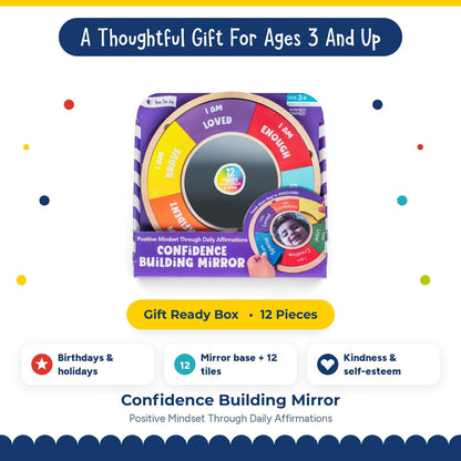 Confidence Building Mirror – Positive Affirmation Toy for Kids | Mix & Match 12 Uplifting Statements | Emotional Development & Self-Esteem Tool | Ages 3 and Up