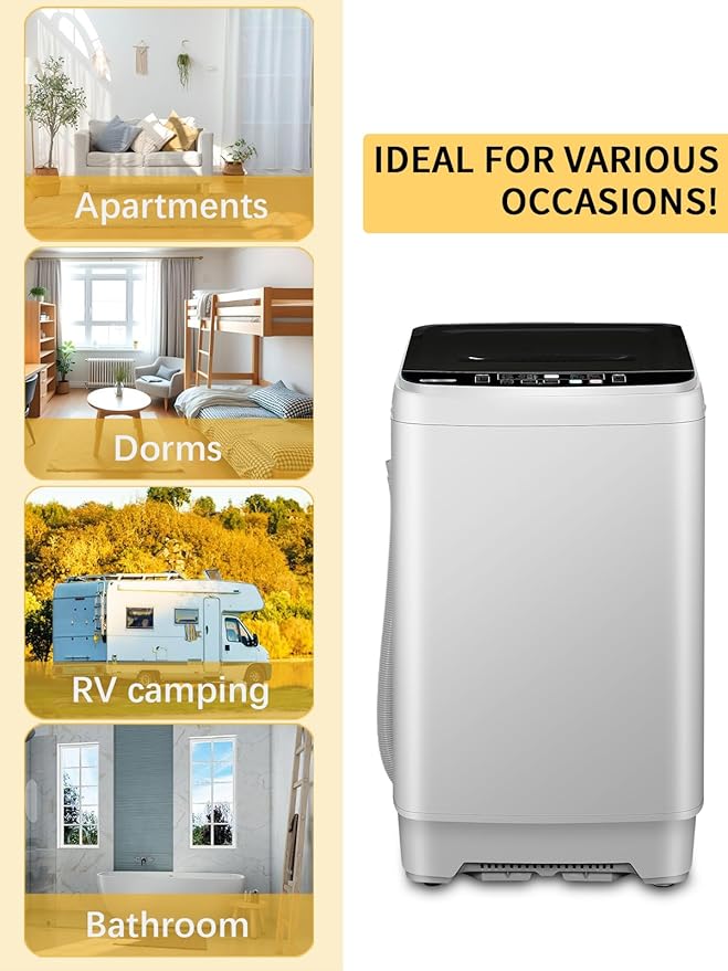17.7 lbs Small Compact Portable Full-Automatic Washing Machine 10 Wash Program - Image 6