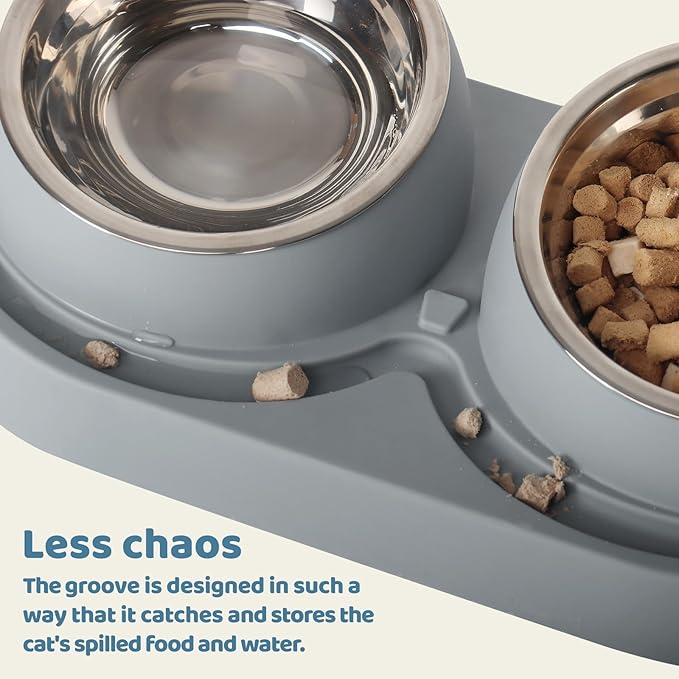 SAROSORA Cat Feeder Stainless Steel Bowl, Pet Food and Water Bowl Dishes - Image 4