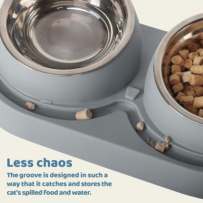 SAROSORA Cat Feeder Stainless Steel Bowl, Pet Food and Water Bowl Dishes - Image 4