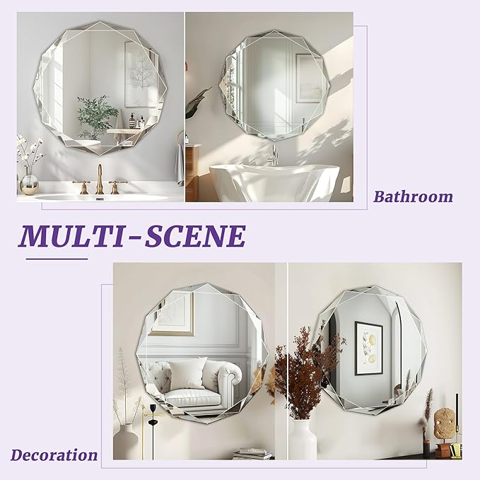 Bathroom Mirror for Wall, Beveled Edge Frameless Wall Mount Vanity Mirror - Image 7