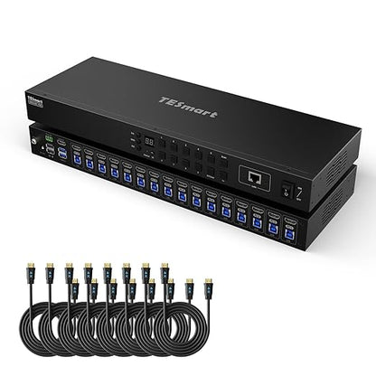 TESmart 16X1 HDMI KVM Switch USB 3.0, 4K@60Hz Rackmount KVM 16 Port by TESmart
