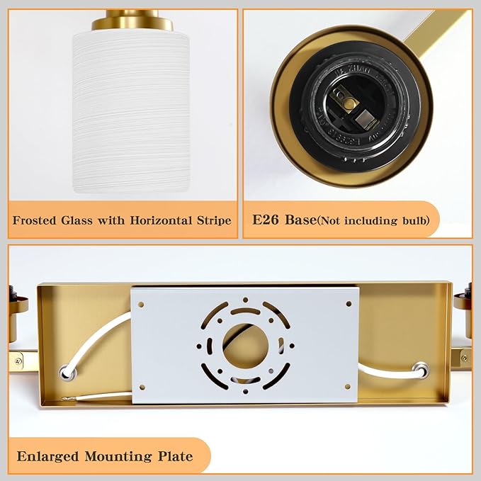 DIKAIDA Gold Bathroom Vanity Light, 10-Light Brushed Gold Bathroom Light - Image 4