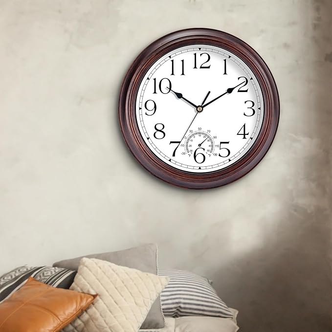 KECYET 12 Inch Outdoor Wall Clock - Image 8