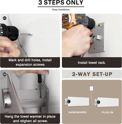 K&KALONZO Electric Towel Warmer, 18.8" W x 4.8" H Wall-Mounted Towel Heater - Image 5